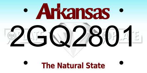 2GQ2801 Arkansas License Plate