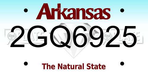 2GQ6925 Arkansas License Plate