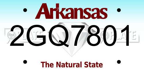 2GQ7801 Arkansas License Plate