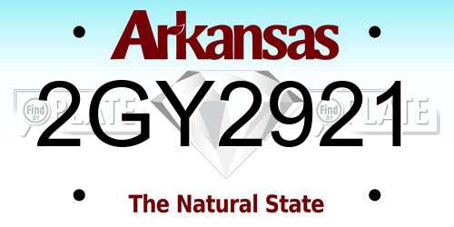 2GY2921 Arkansas License Plate