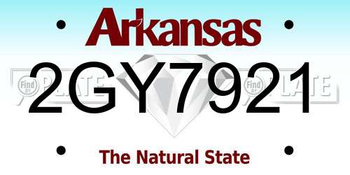 2GY7921 Arkansas License Plate