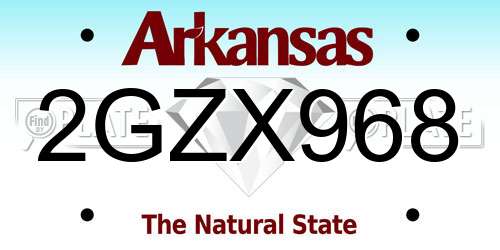 2GZX968 Arkansas License Plate