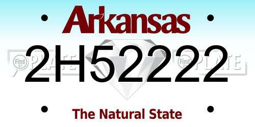 2H52222 Arkansas License Plate