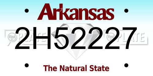 2H52227 Arkansas License Plate