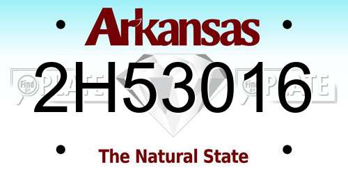2H53016 Arkansas License Plate