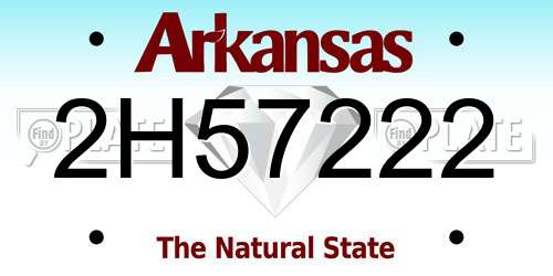 2H57222 Arkansas License Plate