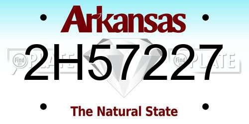 2H57227 Arkansas License Plate