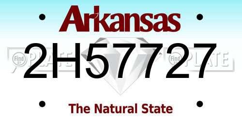 2H57727 Arkansas License Plate