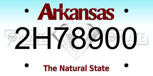 2H78900 Arkansas License Plate