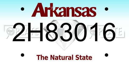 2H83016 Arkansas License Plate