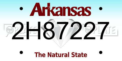 2H87227 Arkansas License Plate