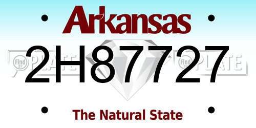 2H87727 Arkansas License Plate