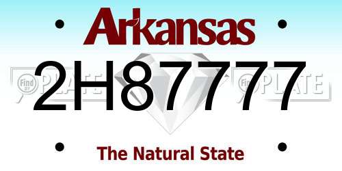 2H87777 Arkansas License Plate