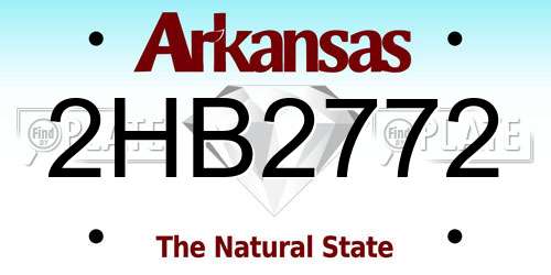 2HB2772 Arkansas License Plate