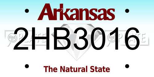 2HB3016 Arkansas License Plate