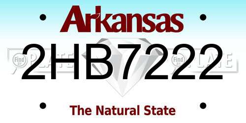 2HB7222 Arkansas License Plate