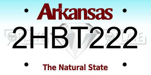 2HBT222 Arkansas License Plate