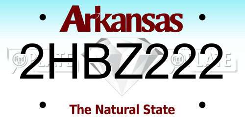 2HBZ222 Arkansas License Plate
