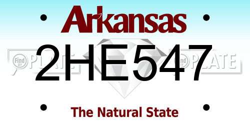 2HE547 Arkansas License Plate