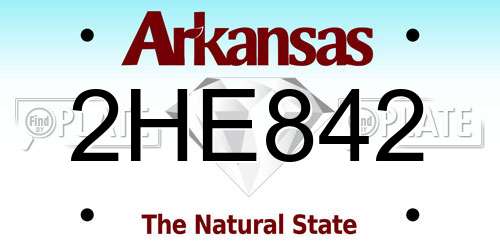 2HE842 Arkansas License Plate