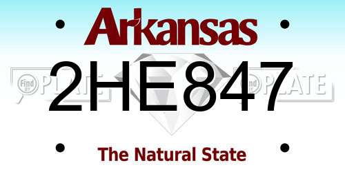 2HE847 Arkansas License Plate