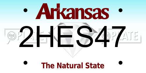 2HES47 Arkansas License Plate