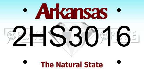 2HS3016 Arkansas License Plate
