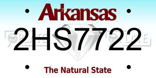 2HS7722 Arkansas License Plate