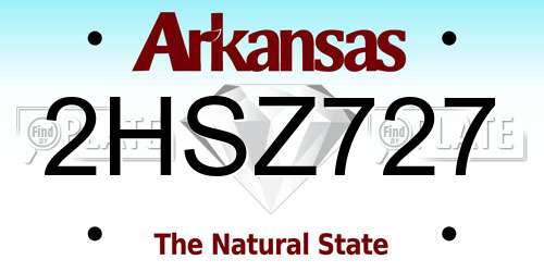 2HSZ727 Arkansas License Plate
