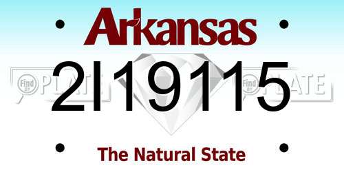 2I19115 Arkansas License Plate