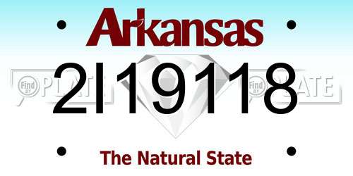 2I19118 Arkansas License Plate