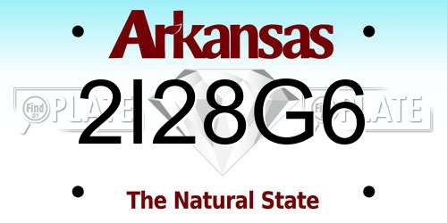 2I28G6 Arkansas License Plate