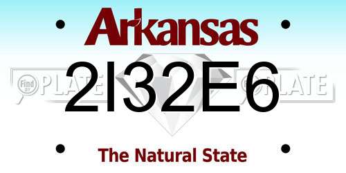 2I32E6 Arkansas License Plate