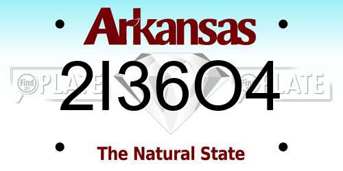 2I36O4 Arkansas License Plate
