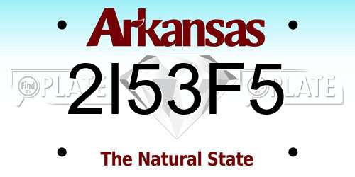2I53F5 Arkansas License Plate
