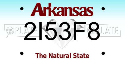 2I53F8 Arkansas License Plate