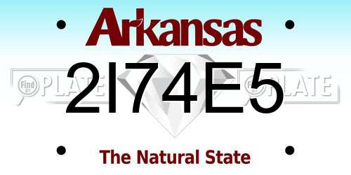 2I74E5 Arkansas License Plate