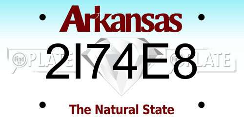 2I74E8 Arkansas License Plate