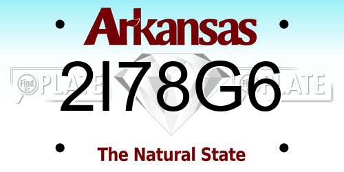 2I78G6 Arkansas License Plate