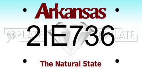 2IE736 Arkansas License Plate