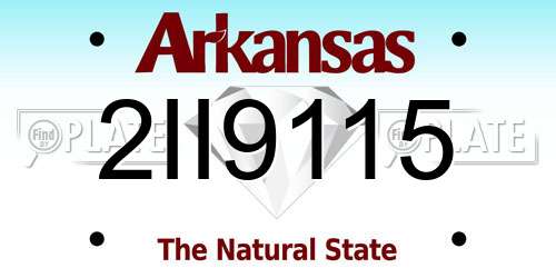 2II9115 Arkansas License Plate