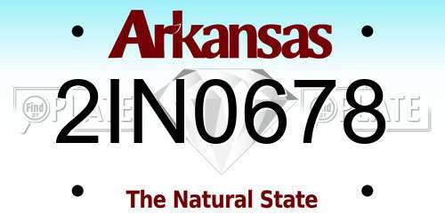 2IN0678 Arkansas License Plate