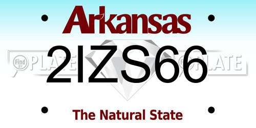 2IZS66 Arkansas License Plate
