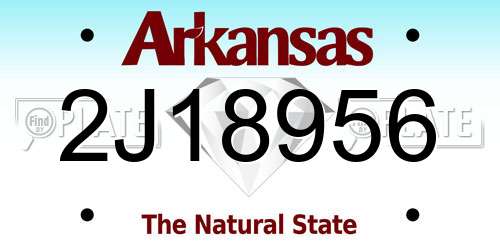 2J18956 Arkansas License Plate