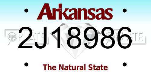 2J18986 Arkansas License Plate