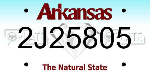 2J25805 Arkansas License Plate