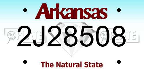2J28508 Arkansas License Plate