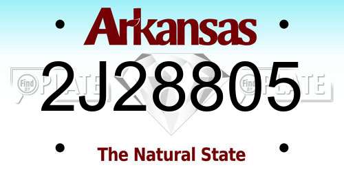 2J28805 Arkansas License Plate