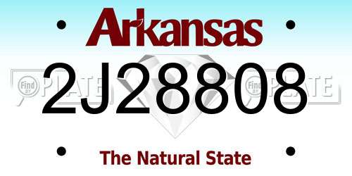 2J28808 Arkansas License Plate