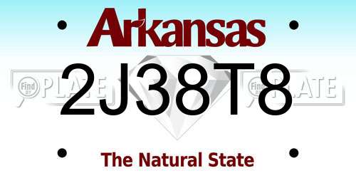 2J38T8 Arkansas License Plate